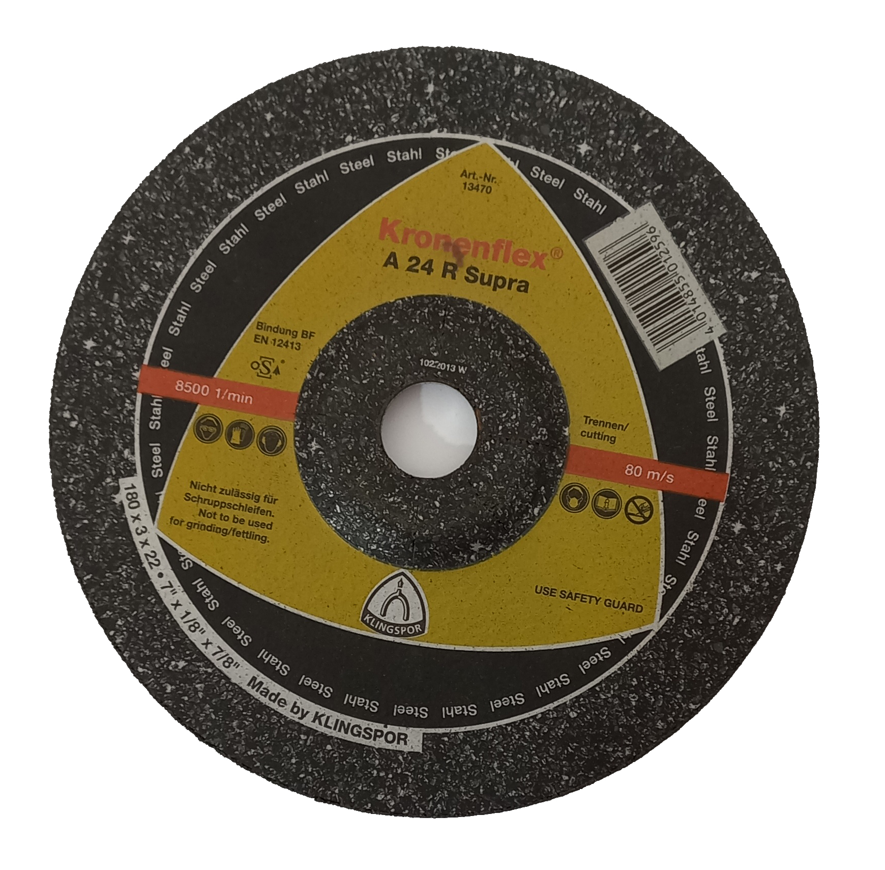 Disco Klingspor centro deprimido, corte acero 7"