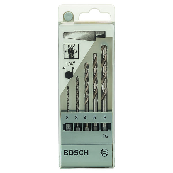 Juego de Mechas Bosch HSS-G 2-6mm hex. x 5 unidades